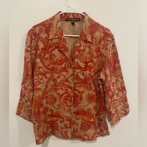 Ellen Tracy LIKE NEW paisley floral 100% linen button front jacket blazer sz 12